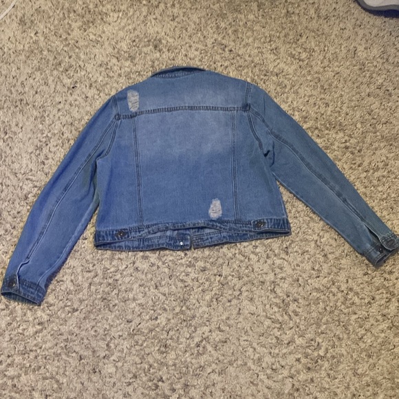 Distressed Light/Medium Wash Jean Jacket - Picture 2 of 3